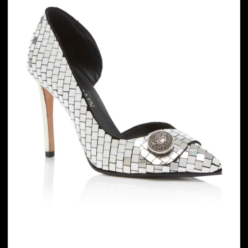 BALMAIN
Julie Mirror Tile Half d'Orsay Pumps